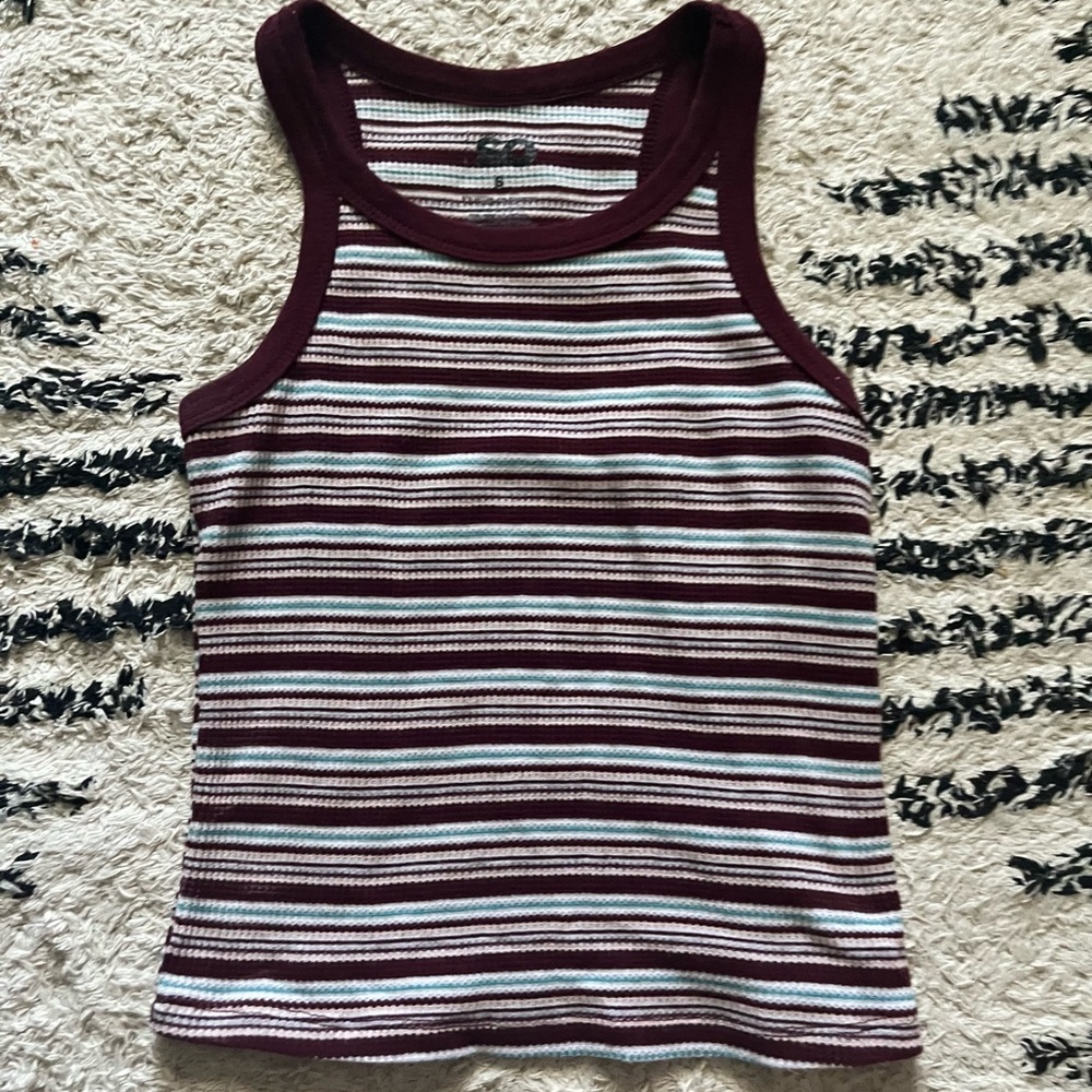SO maroon striped tank top